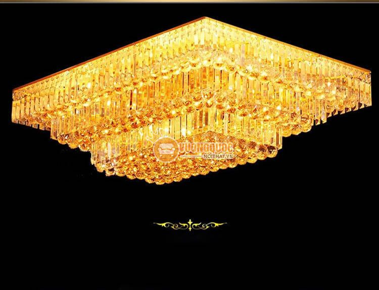 Đèn ốp trần chữ nhật mạ vàng sang trọng CM271-7